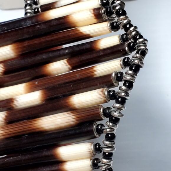 Porcupine Quill Beaded Handmade Choker Necklace 14" - Picture 6 of 13